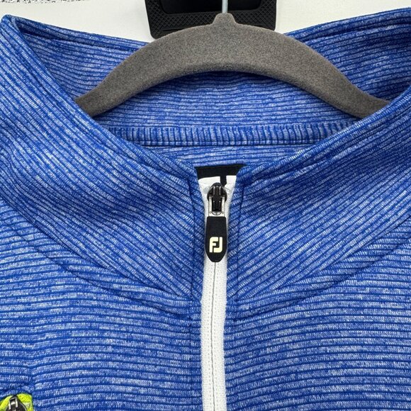 FootJoy Performance Zip Pullover Mens Size Large L Golf Heather Royal Blue Logo - Picture 3 of 10